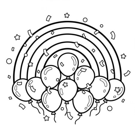 Arco Iris e Festa (Desenho para Colorir)