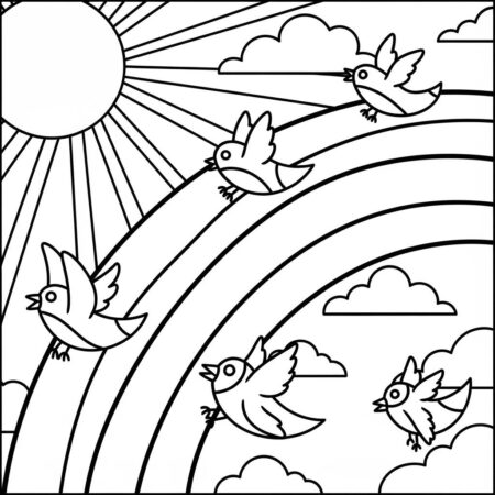 Arco Iris em um Dia de Sol (Desenho para Colorir)