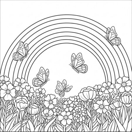 Arco Iris no Jardim (Desenho para Colorir)