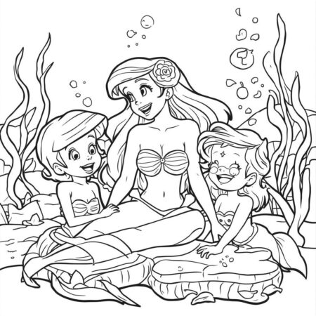 Ariel e a amizade (Desenho para Colorir)
