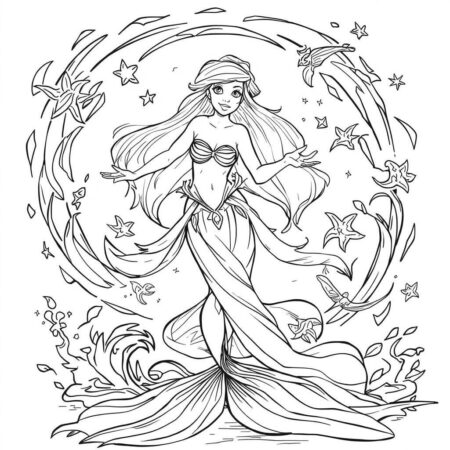 Ariel e a magia do mar (Desenho para Colorir)