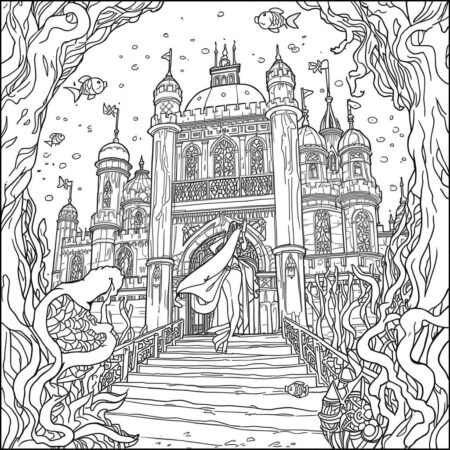 Ariel e o castelo subaquatico (Desenho para Colorir)