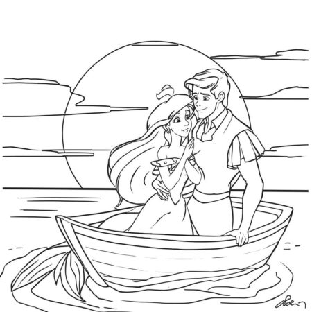 Ariel e o principe Eric (Desenho para Colorir)