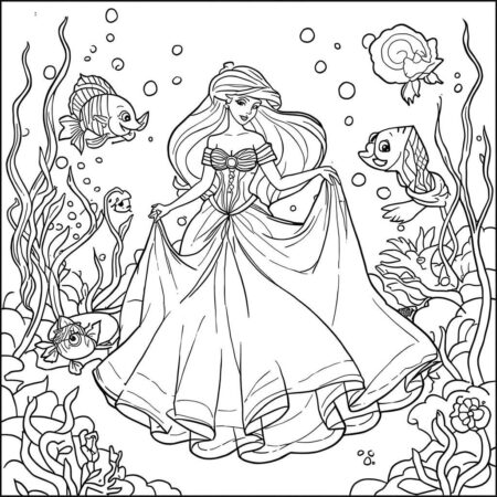 Ariel no baile (Desenho para Colorir)