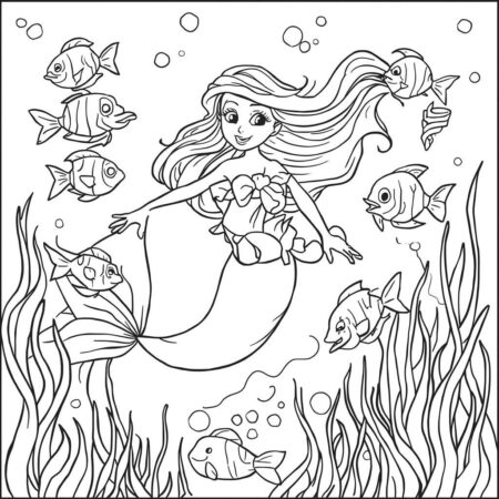 Ariel no fundo do mar (Desenho para Colorir)