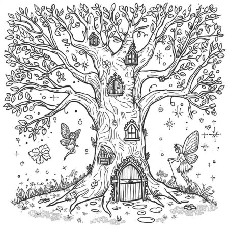 Arvore de Conto de Fadas (Desenho para Colorir)
