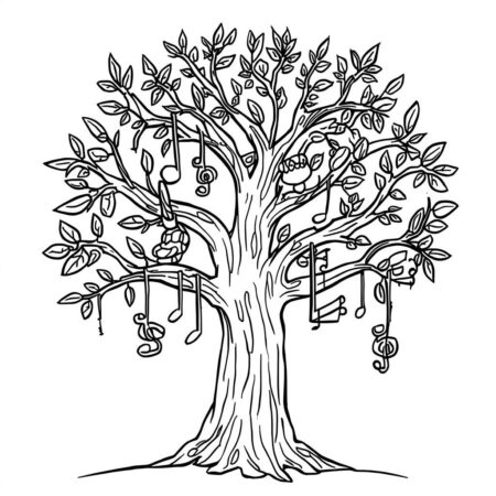 Arvore de Musica (Desenho para Colorir)