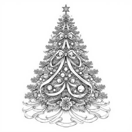 Arvore de Natal Elegante (Desenho para Colorir)