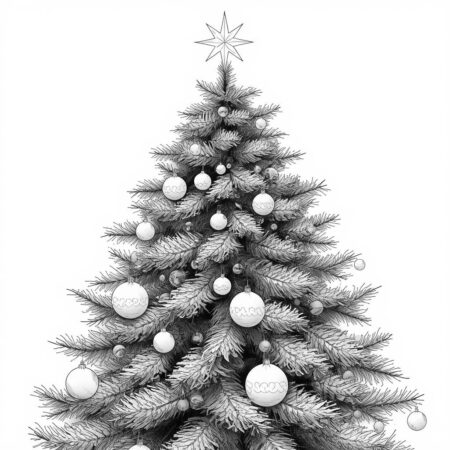 Arvore de Natal Realista (Desenho para Colorir)
