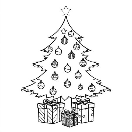 Arvore de Natal Simples (Desenho para Colorir)