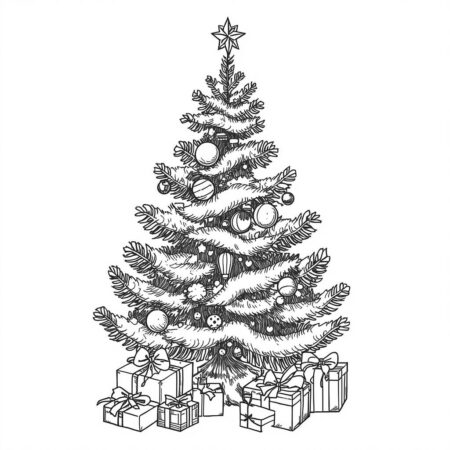 Arvore de Natal Vintage (Desenho para Colorir)