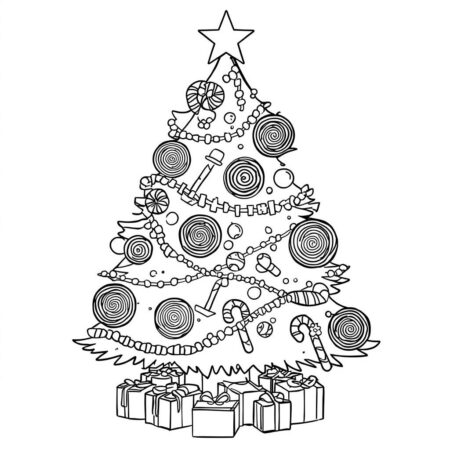 Arvore de Natal de Doces (Desenho para Colorir)