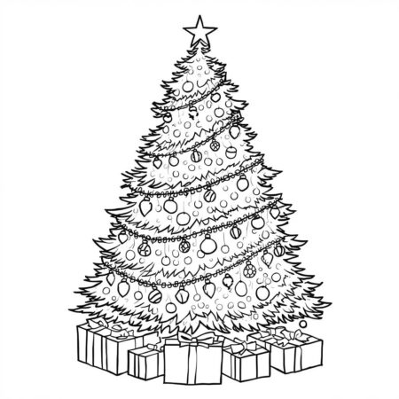 Arvore de Natal de Luzes (Desenho para Colorir)