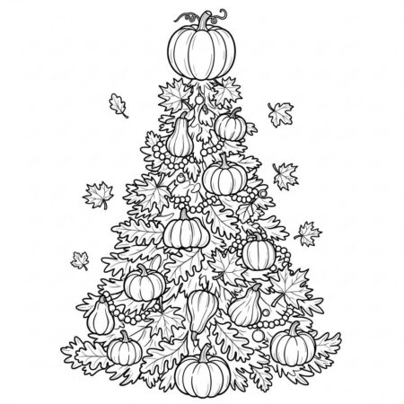 Arvore de Natal de Outono (Desenho para Colorir)