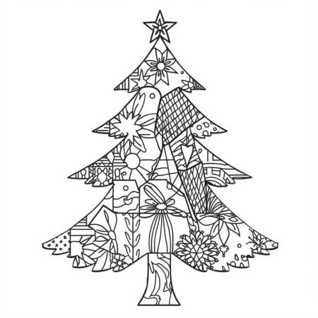 Arvore de Natal de Papel (Desenho para Colorir)