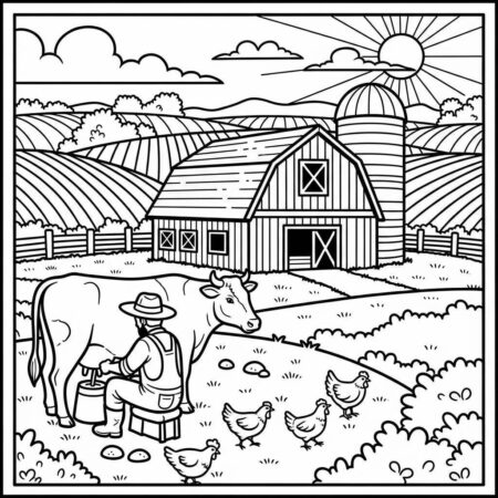 Atividades de Verao na Fazenda (Desenho para Colorir)