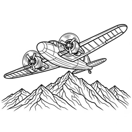 Aviao Vintage Classico (Desenho para Colorir)