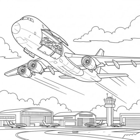 Aviao de Carga Grande (Desenho para Colorir)