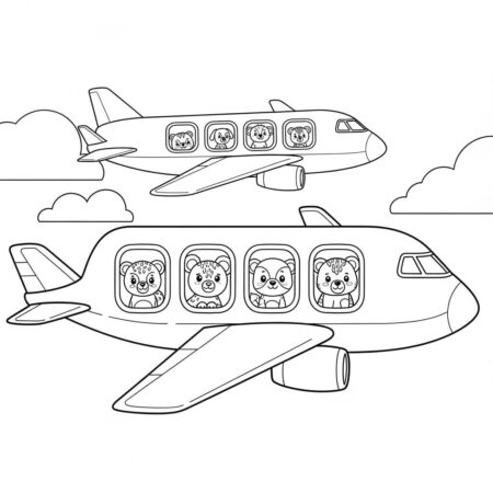 Aviao de Carga com Animais (Desenho para Colorir)