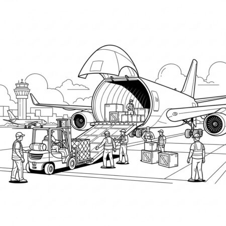 Aviao de Carga em Acao (Desenho para Colorir)
