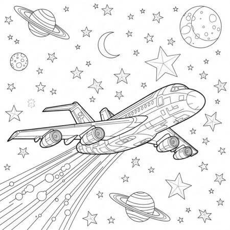 Aviao de Exploracao Espacial (Desenho para Colorir)