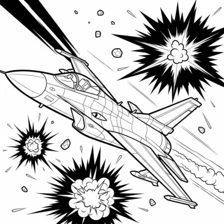 Aviao de Luta em Acao (Desenho para Colorir)