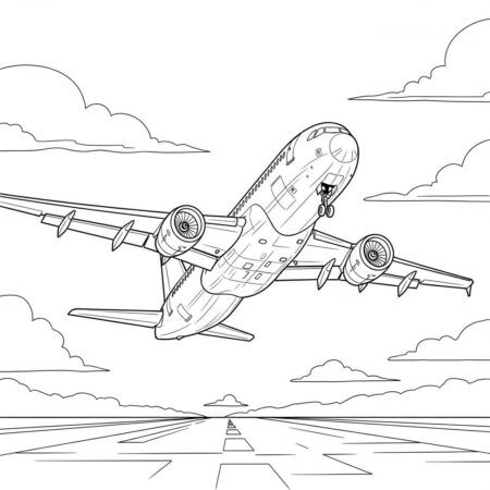 Aviao de Passageiros Moderno (Desenho para Colorir)