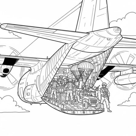 Aviao de Transporte Militar (Desenho para Colorir)