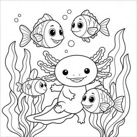 Axolote e Amigos (Desenho para Colorir)
