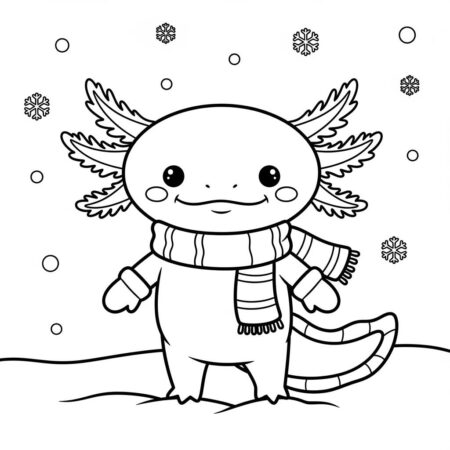 Axolote e Inverno (Desenho para Colorir)