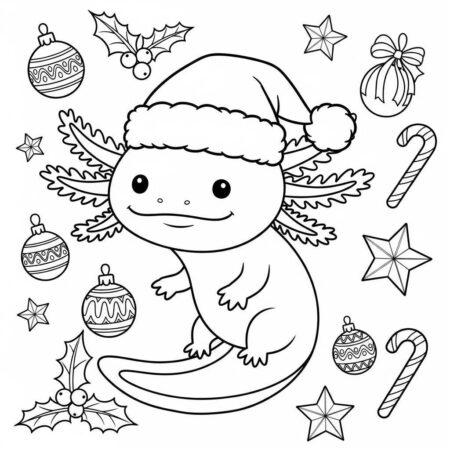 Axolote e Natal (Desenho para Colorir)