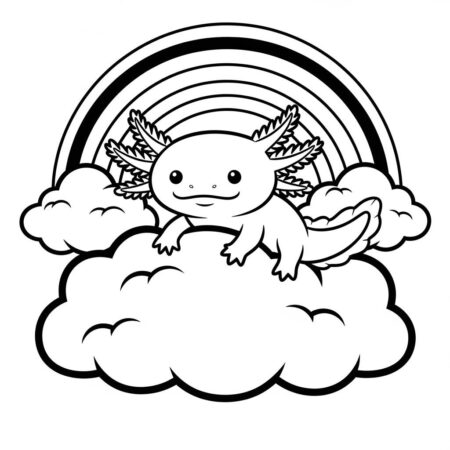 Axolote e Nuvens (Desenho para Colorir)