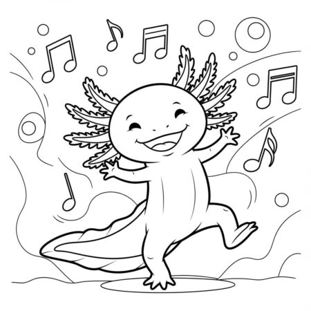 Axolote em Acao (Desenho para Colorir)