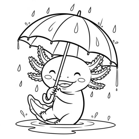Axolote em Dia de Chuva (Desenho para Colorir)
