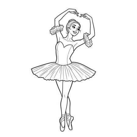 Bailarina com Coracao (Desenho para Colorir)