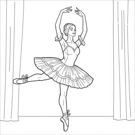 Bailarina com Estilo Classico (Desenho para Colorir)