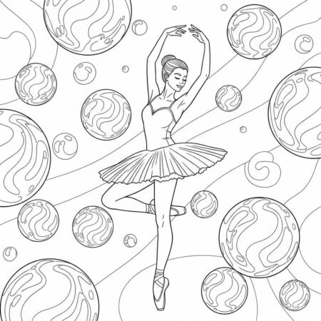 Bailarina e Bolhas de Sabao (Desenho para Colorir)