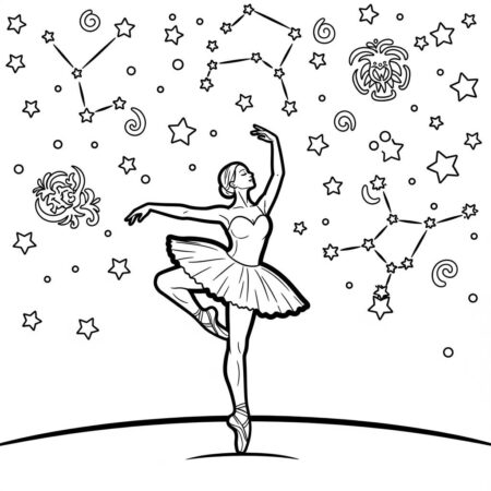 Bailarina e Ceu Estrelado (Desenho para Colorir)