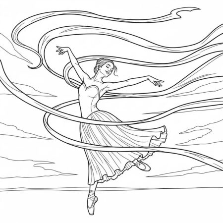 Bailarina e Vento (Desenho para Colorir)