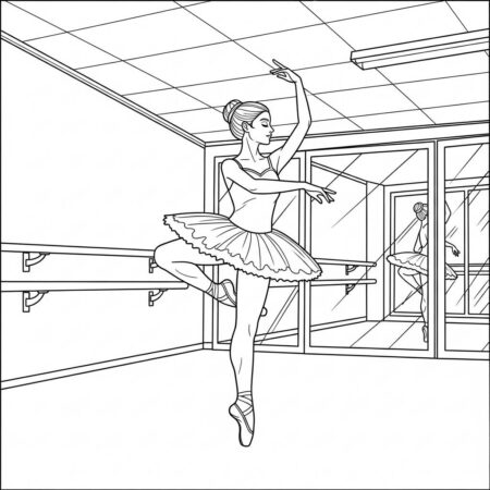 Bailarina em Estudio de Danca (Desenho para Colorir)