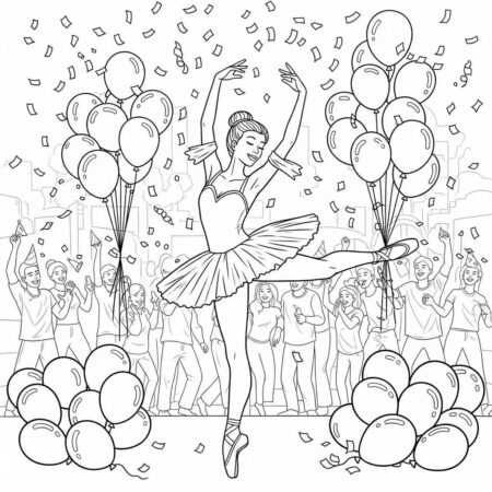 Bailarina em Festa (Desenho para Colorir)