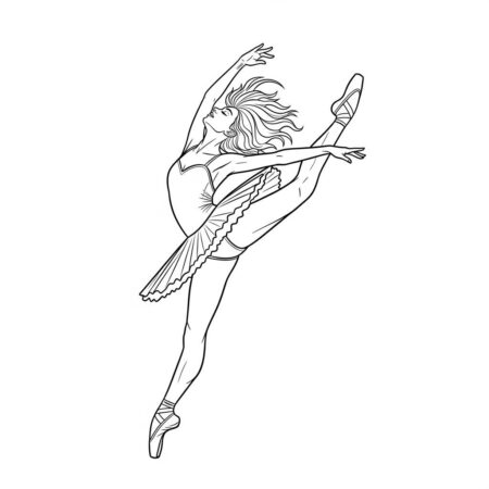 Bailarina em Movimento (Desenho para Colorir)