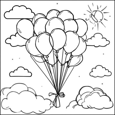 Balao colorido Para Meninas (Desenho para Colorir)