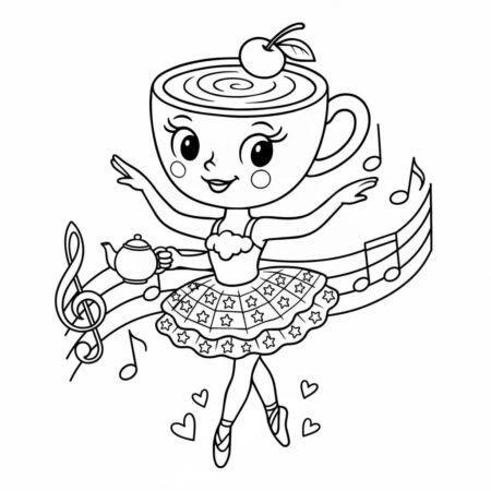 Ballerina Cappuccina Encantadora (Desenho para Colorir)