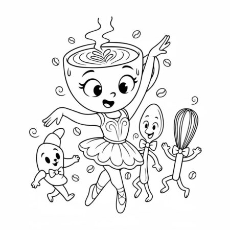 Ballerina Cappuccina Feliz (Desenho para Colorir)