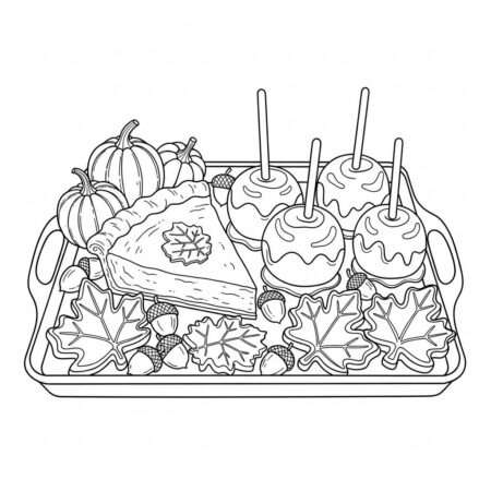 Bandeja de Doces de Outono (Desenho para Colorir)