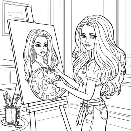 Barbie Artista Talentosa (Desenho para Colorir)
