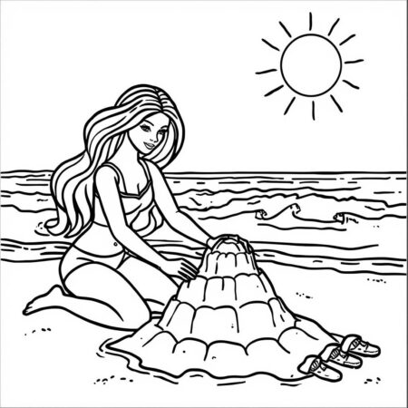 Barbie Aventura na Praia (Desenho para Colorir)