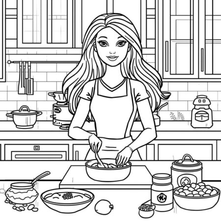 Barbie Chef Criativa (Desenho para Colorir)