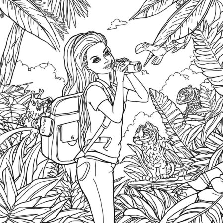 Barbie Exploradora da Selva (Desenho para Colorir)